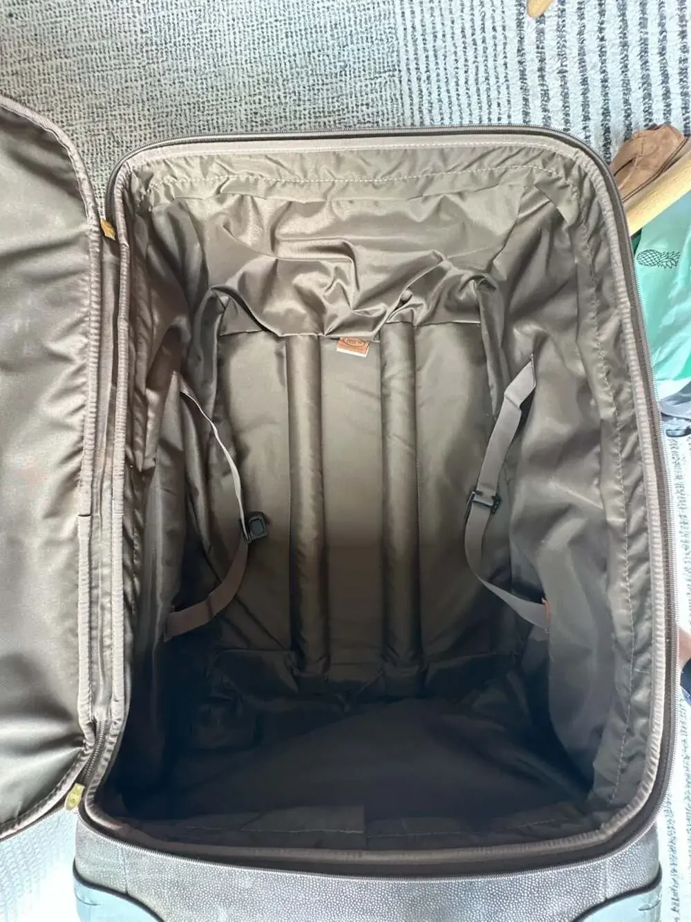 Bric's Life Collection Brown Leather Trimmed Rolling Carry-On Suitcase